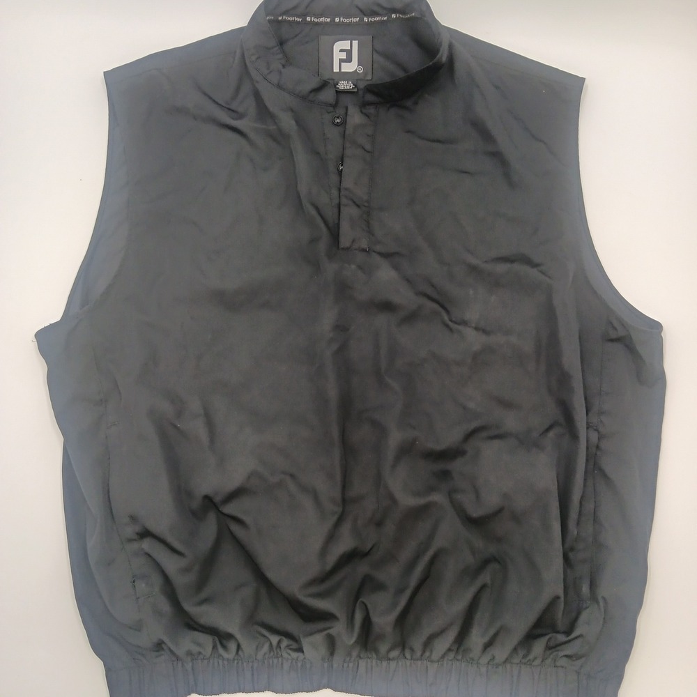 FootJoy Mens Golf Wind Vest Black Sleeveless Pullover Mock Neck Snap XL